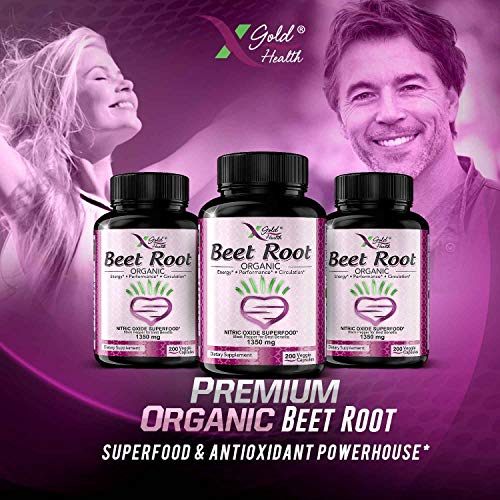 Organic Beet Root Powder 1350mg 200 Veggie caps Superfood Nitric Oxide Strongest