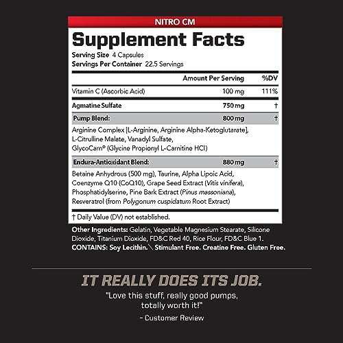 PMD Sports Nitro cm - Nitric Oxide with Agmatine Pre Workout Supplement - Muscle