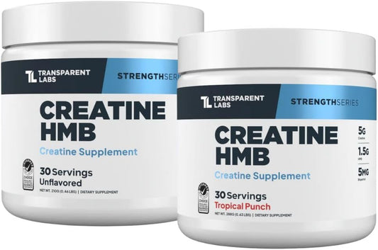 Transparent Labs Creatine HMB (30 Servings, Tropical Punch) & Creatine HMB (30 Servings, Unflavored)