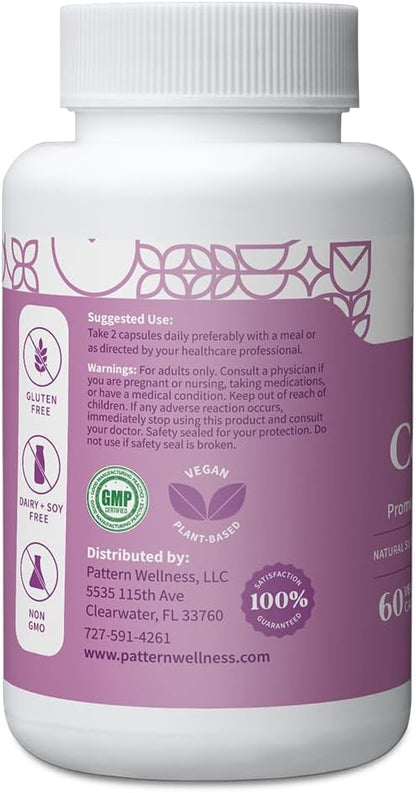 Pattern Wellness PMS Complex – Monthly Cycle Wellness Support – with Vitamin B6, Magnesium & Herbal Extracts – 60 Vegan Capsules
