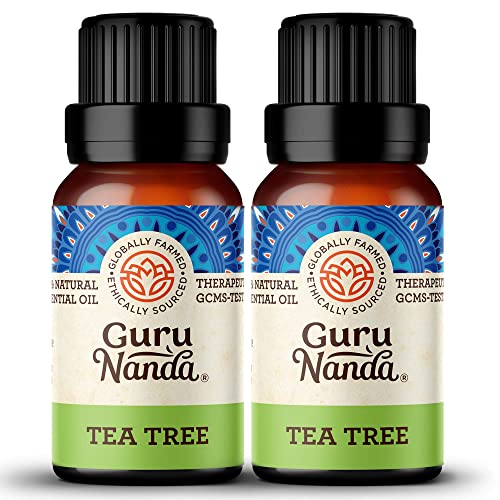 GuruNanda Tea Tree Essential Oil (2x0.5 Fl Oz) - 100% Pure, Undiluted Aromatherapy Oil