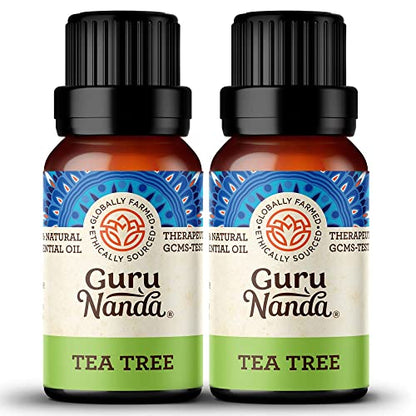 GuruNanda Tea Tree Essential Oil (2x0.5 Fl Oz) - 100% Pure, Undiluted Aromatherapy Oil