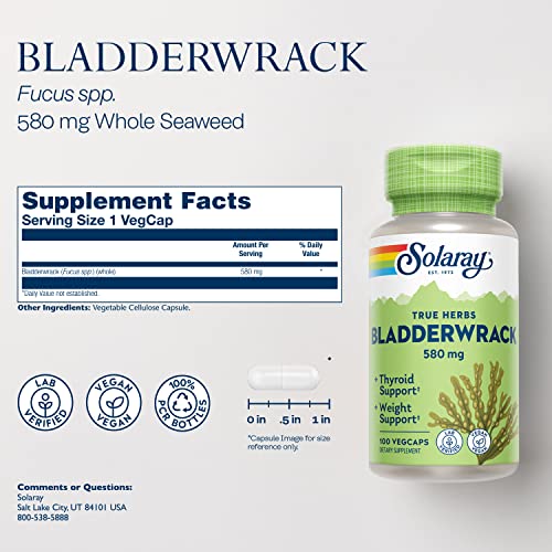 SOLARAY Bladderwrack Seaweed 580 mg Healthy Thyroid Balance and Weight Management