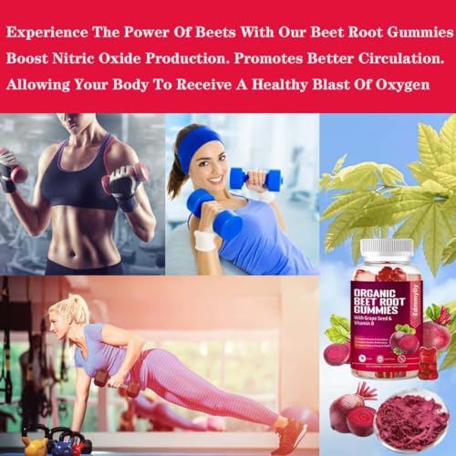 Organic Beet Root Gummies 1500mg for Men Women Beet Root for Athletic, Performance
