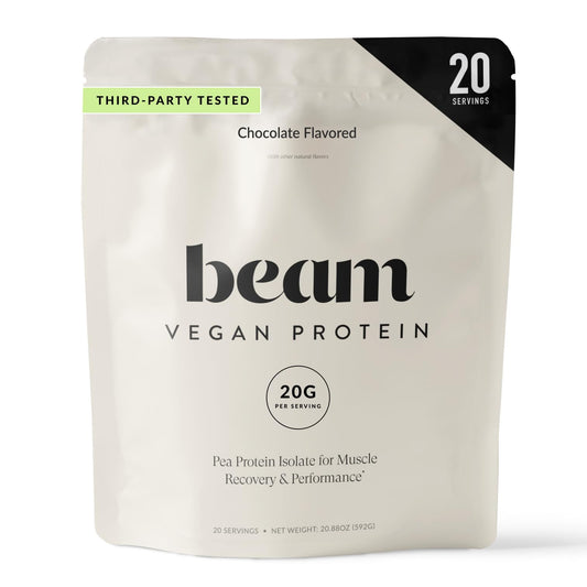 BEAM Vegan Protein Powder – Organic Pea Protein Isolate, 20g Plant-Based Protein per Serving, Third-Party Tested, No Added Sugar, Dairy Free, Soy Free, Gluten Free, 20 Servings, Chocolate