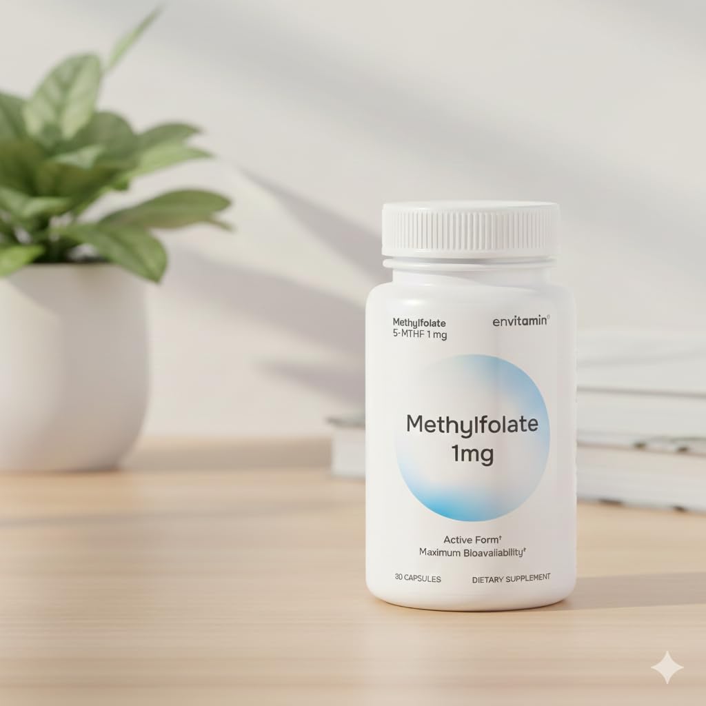 envitamin 5-MTHF - Methylfolate (Active B9 Folate) Supplement - 30 Capsules - 5-MTHF 1mg