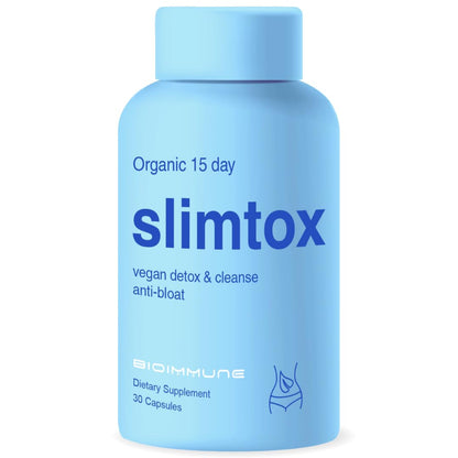 BioImmune Slimtox™ Organic 15 Day Colon Cleanse & Detox for Flat Stomach Less Bloat & LBS w/Probiotics - Constipation Relief - Flushes Toxins, Boosts Energy