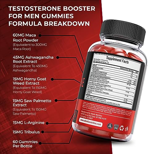 Testosterone Booster For Men Gummies - Enhances Strength & Stamina - Optimizes