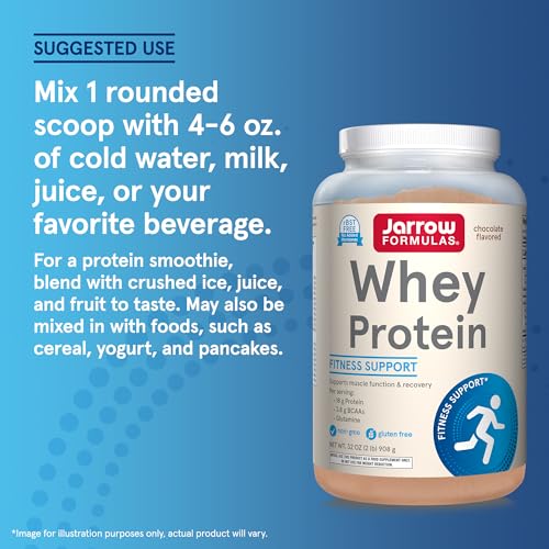 Jarrow Formulas Whey Protein With 18 g of Protein, 3.8 g of BCAAs, & Glutamine, Dietary