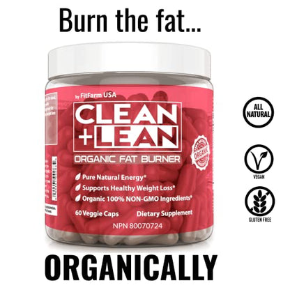 Clean+Lean-Organic Fat Burner by FitFarm USA - Worlds First Organic Fat Burner Supports