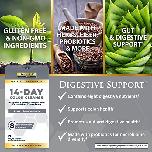 Nature's Lab Gold 14 Day Colon Cleanse* - Blend of Probiotics, Fiber, Flavonoids