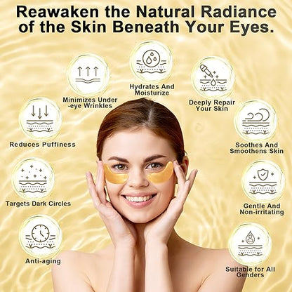 Tibobo Under Eye Patches (24 Pairs) - 24K Gold Eye Masks Enriched with Abundant