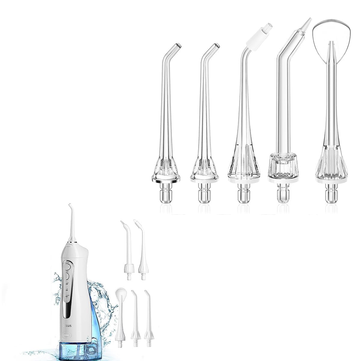 COSLUS Water Dental Flosser Teeth Pick & Water Dental Flosser Replacement Heads