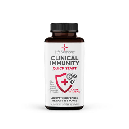 Clinical Immunity - Quick-Start - Immune System Support - Rapid Immunity Response - Boosts Antibodies, B + T + NK Cells, Neutrophils & Macrophagens - Black Elderberry & Pre + Probiotics - 60 Capsules