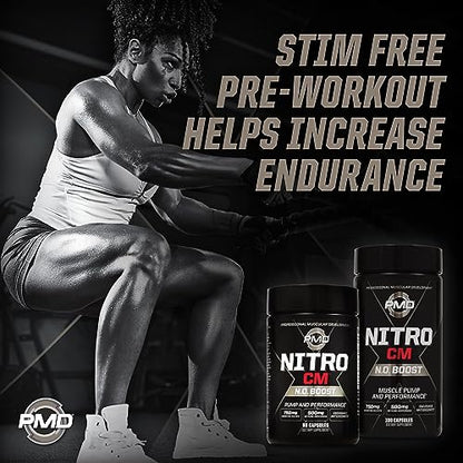 PMD Sports Nitro cm - Nitric Oxide with Agmatine Pre Workout Supplement - Muscle