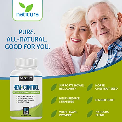 Naticura Hem-Control Natural Hemorrhoid Supplement - Vegan Herbal Supp