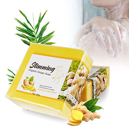REVIGLAM Ginger Bar Soap, Vegan Slimming Ginger Bath Soap, Effective Weight Loss