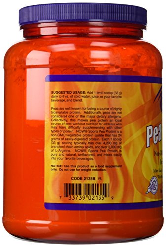 Now Foods 100% Pure Pea Protein Powder in 2 Pound Container (Pack of 2)