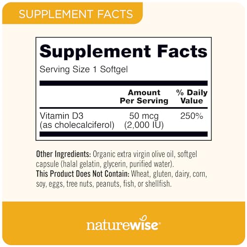 NatureWise Vitamin D3 2000iu (50 mcg) Healthy Muscle Function, and Immune Support