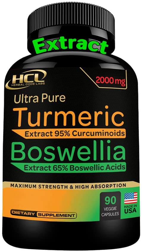 HCL HERBAL CODE LABS Turmeric Boswellia Extract Supplement 2000 mg – Strong Natural