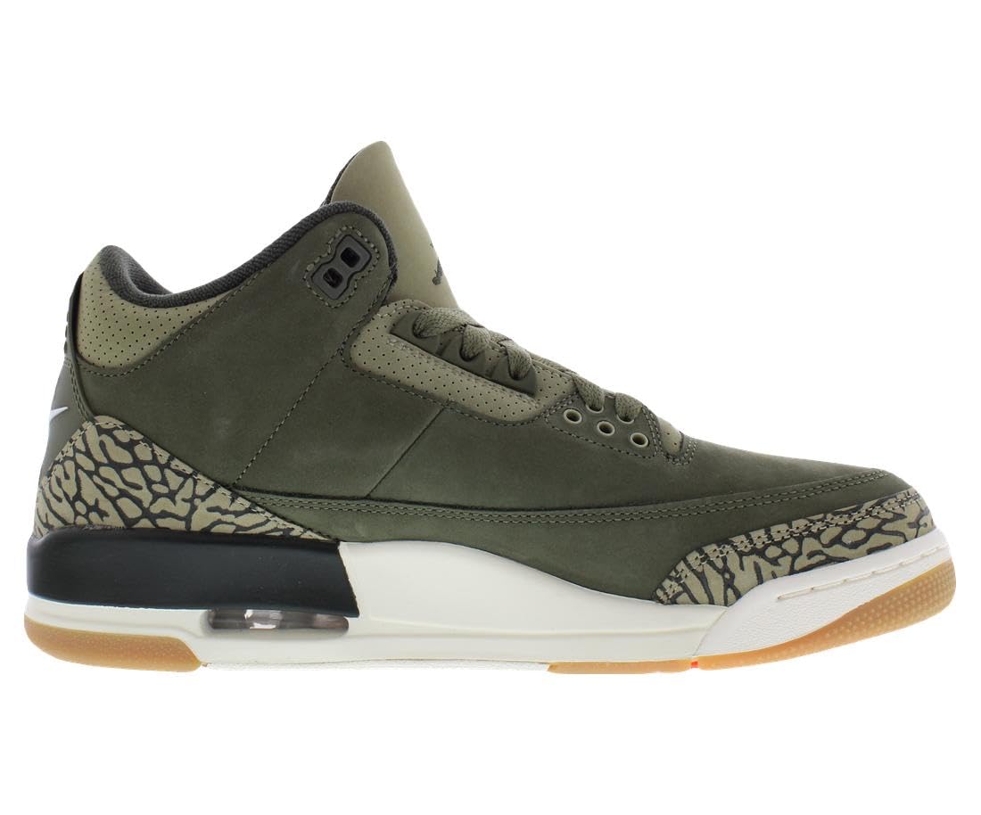 Nike Air Jordan 3 Retro Leather Mens Shoes Size 9.5, Color: Medium Olive/Sequoia