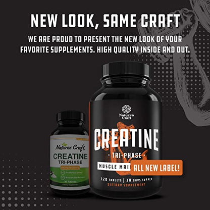 High Strength Tri Phase Creatine Pills - Muscle Mass Gainer and Muscle Recovery Creatine