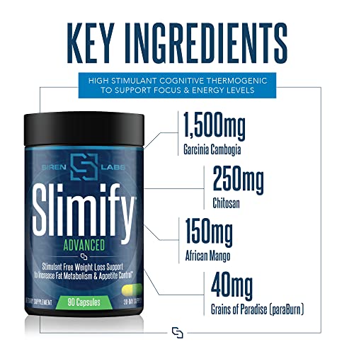 Siren Labs Slimify Advanced Fat Burner for Weight Loss - Garcinia Cambogia, African Mango