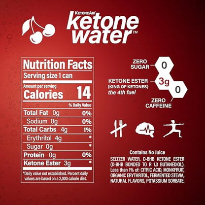 KetoneWater | Functional Sparkling Water w/Ketone Ester (3 Grams) | Black Cherry Flavor