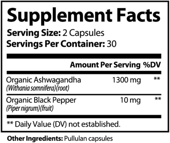 PureNature Ashwagandha with Black Pepper Extract 60 Veggie Capsules