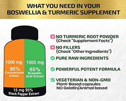 HCL HERBAL CODE LABS Turmeric Boswellia Extract Supplement 2000 mg – Strong Natural