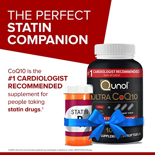 Qunol CoQ10 100mg Softgels, Ultra CoQ10 100mg, 3x Better Absorption, Antioxidant