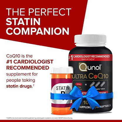 Qunol CoQ10 100mg Softgels, Ultra CoQ10 100mg, 3x Better Absorption, Antioxidant