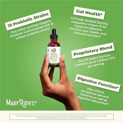 MaryRuth Organics USDA Organic Liquid Probiotic, Digestive Health, Gut Health, Probiotics