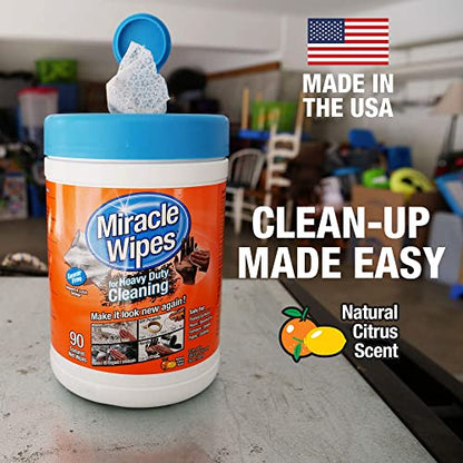MiracleWipes for Heavy Duty Cleaning (90 Count) - All Purpose Cleaner, Kitchens