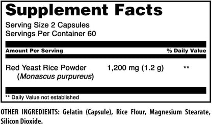 Amazing Formulas Red Yeast Rice 1200mg Per Serving Capsules Supplement | Non-GMO | Gluten Free | Made in USA (1 Pack, 120 Count)