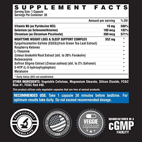 Nutrex Lipo 6 Nighttime Fat Burner | Melatonin Sleep Aid & Weight Loss Diet Pills