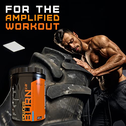 Rivalus Powder Burn 2.0 Pre Workout Supplement, Blue Raspberry, 0.89 Pounds