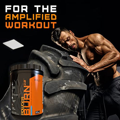Rivalus Powder Burn 2.0 Pre Workout Supplement, Blue Raspberry, 0.89 Pounds