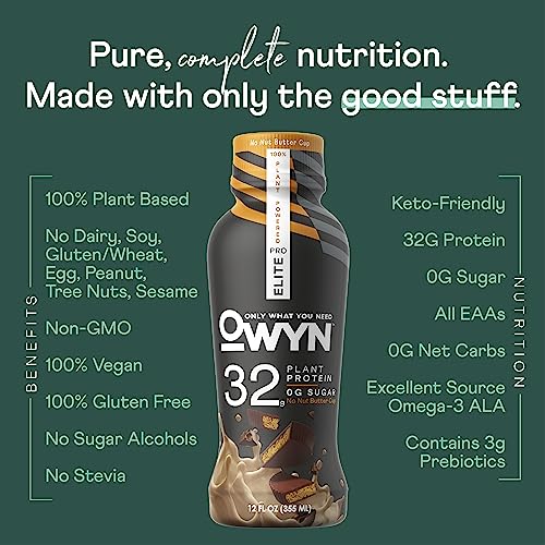 Pro Elite Vegan Plant-Based High Protein Keto Shake, No Nut Butter Cup, Zero Sugar
