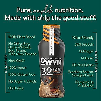 Pro Elite Vegan Plant-Based High Protein Keto Shake, No Nut Butter Cup, Zero Sugar