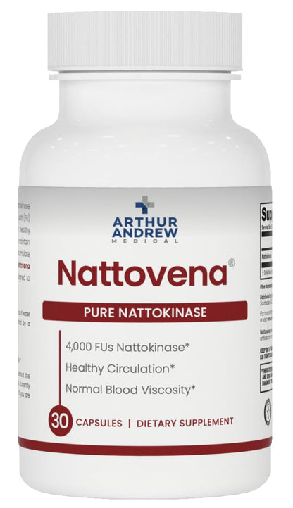 Arthur Andrew Medical, Nattovena, Pure Nattokinase 4000 FU, 180 Capsules | Double Strength Pure Nattokinase 4000 FU. Cardiovascular Support, & Healthy Blood Viscosity. Soy Free, Non-GMO, Vegan