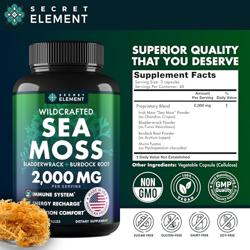 Sea Moss Capsules - Irish Sea Moss Advanced with Burdock Root, Bladderwrack
