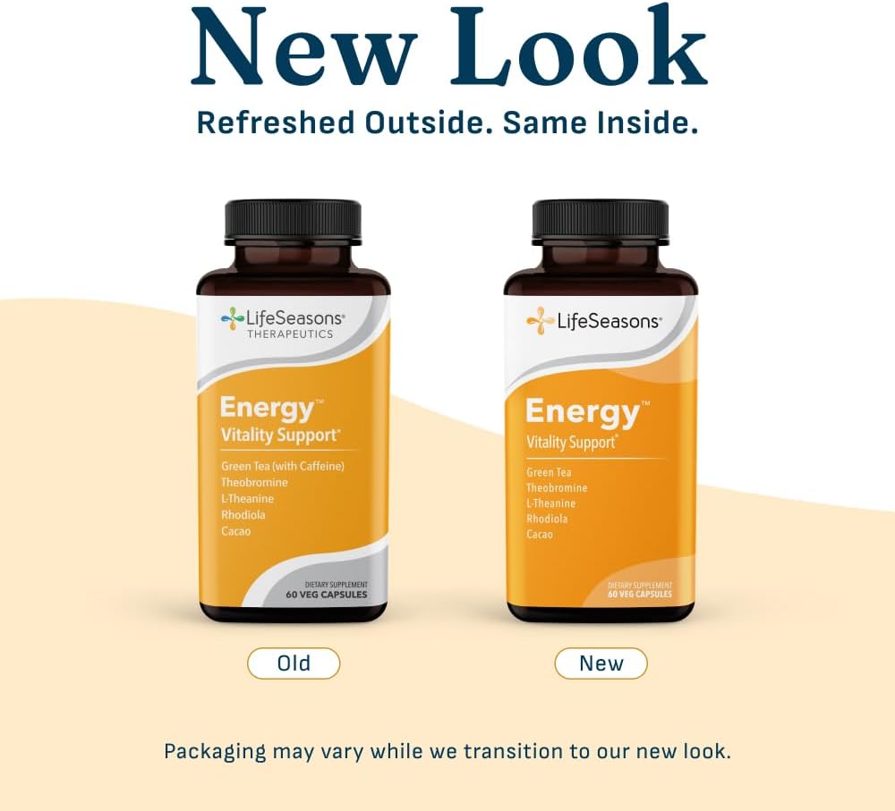 LifeSeasons Energy - Vitality Support - Energy Booster for Physical and Cognitive Strength - No Jitters - Increases Stamina - Contains Green Tea and L-Theanine - 60 Count (Pack of 1)