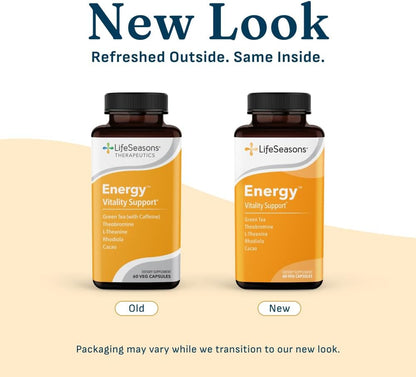 LifeSeasons Energy - Vitality Support - Energy Booster for Physical and Cognitive Strength - No Jitters - Increases Stamina - Contains Green Tea and L-Theanine - 60 Count (Pack of 1)