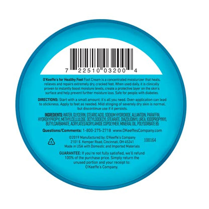 O'Keeffe's for Healthy Feet Foot Cream, Guaranteed Relief for Extremely Dry, Cracked Feet