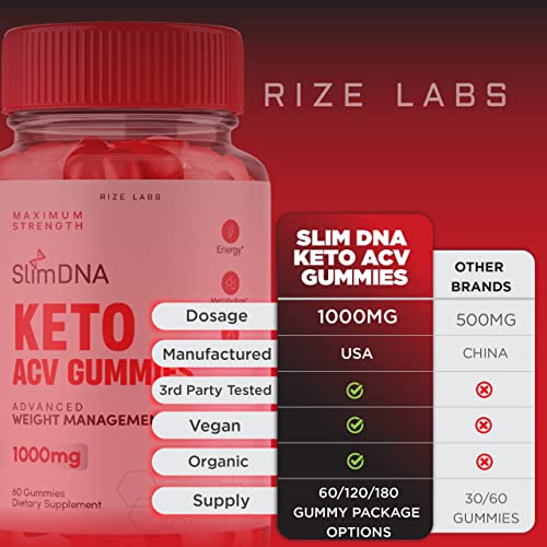 rize labs (3 Pack) SlimDNA Keto Gummies - ACV for Advanced Weight Loss with Apple Cider