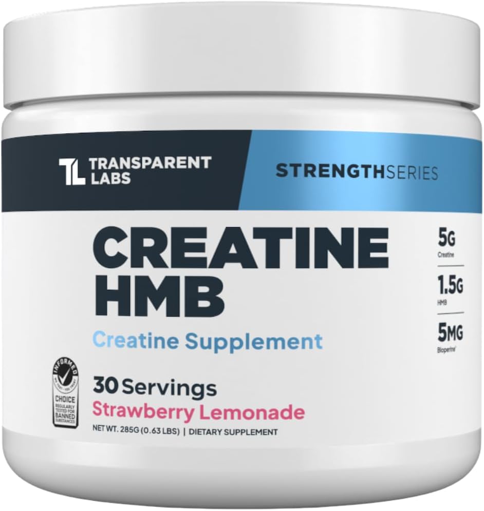 Transparent Labs Creatine HMB (30 Servings, Strawberry Lemonade) & Creatine HMB Unflavored (30 Servings, Unflavored)