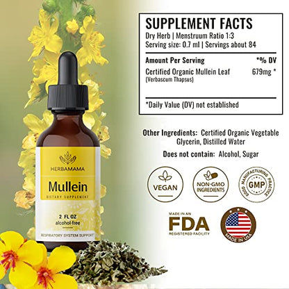 Mullein Leaf Tincture - Lung Cleanse - Vegan Lung Detox - Respiratory Health