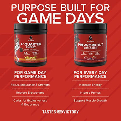 Six Star 4th Quarter Energy Preworkout for Men & Women with Caffeine, Betaine, Taurine