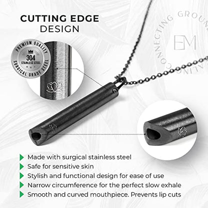 Mindful Breathing Necklace for Anxiety Stress Relief - Earth and Moon Stainless Steel Anxiety